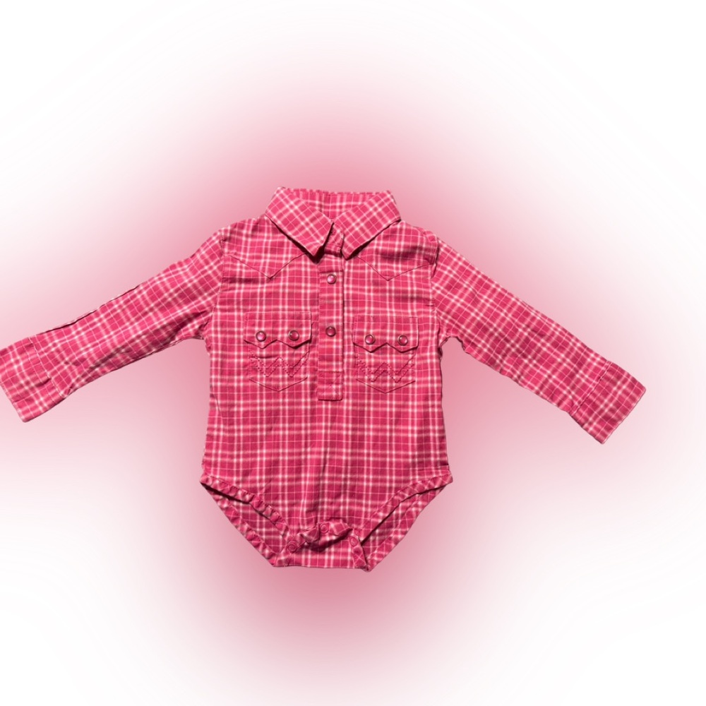Wrangler Pink Plaid Baby Onesie